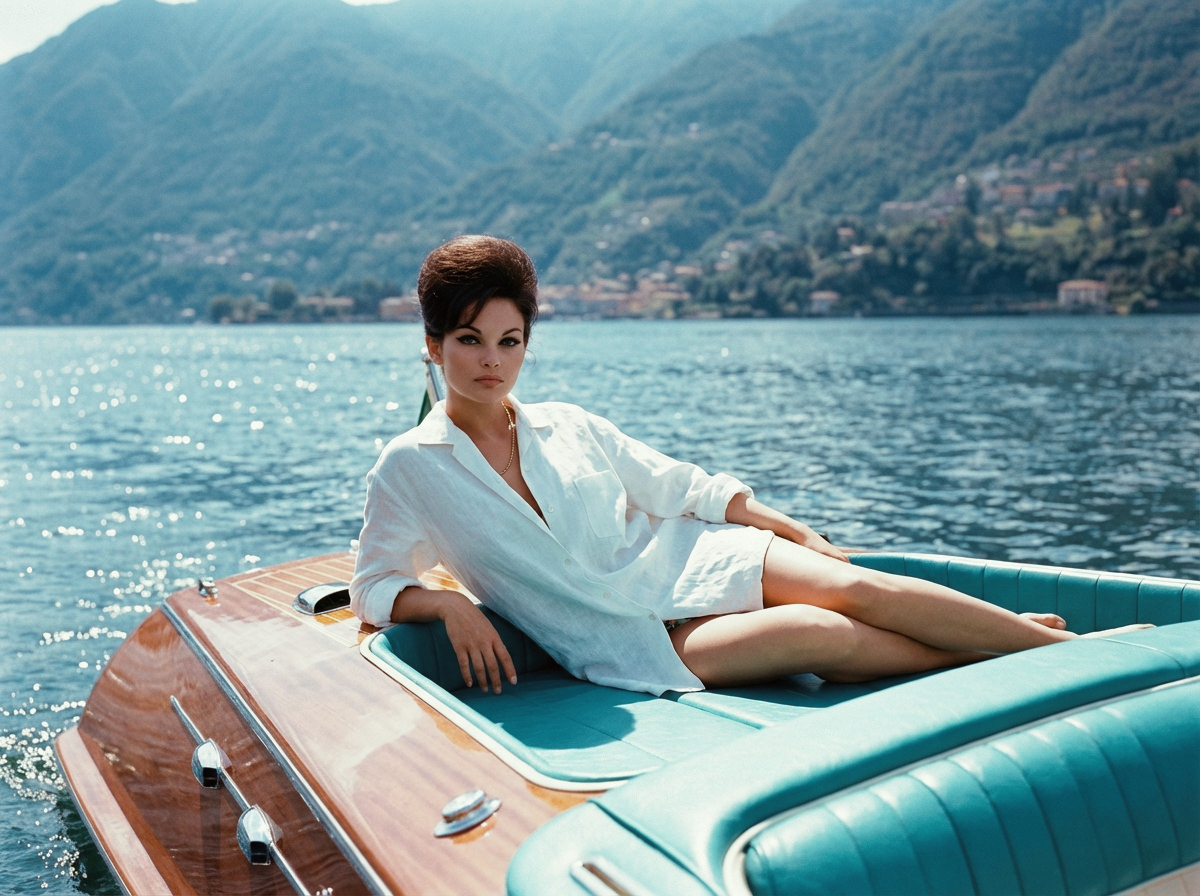 Valentina Valli aboard a classic boat