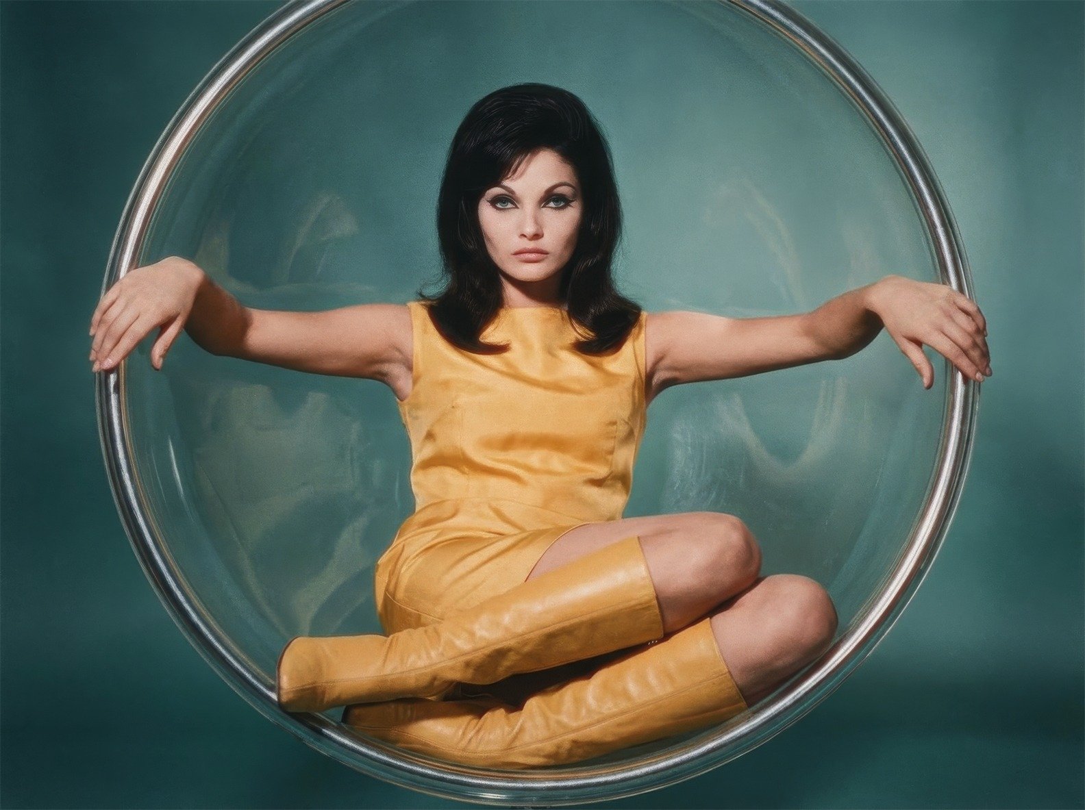 Valentina Valli in a yellow space-age fashion portrait
